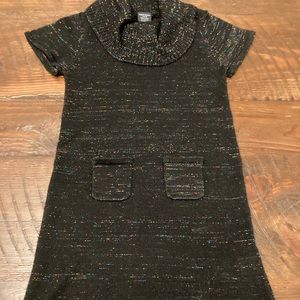 💚 Faded Glory Black Sweater Dress with Rainbow Threading 10-12 EUC